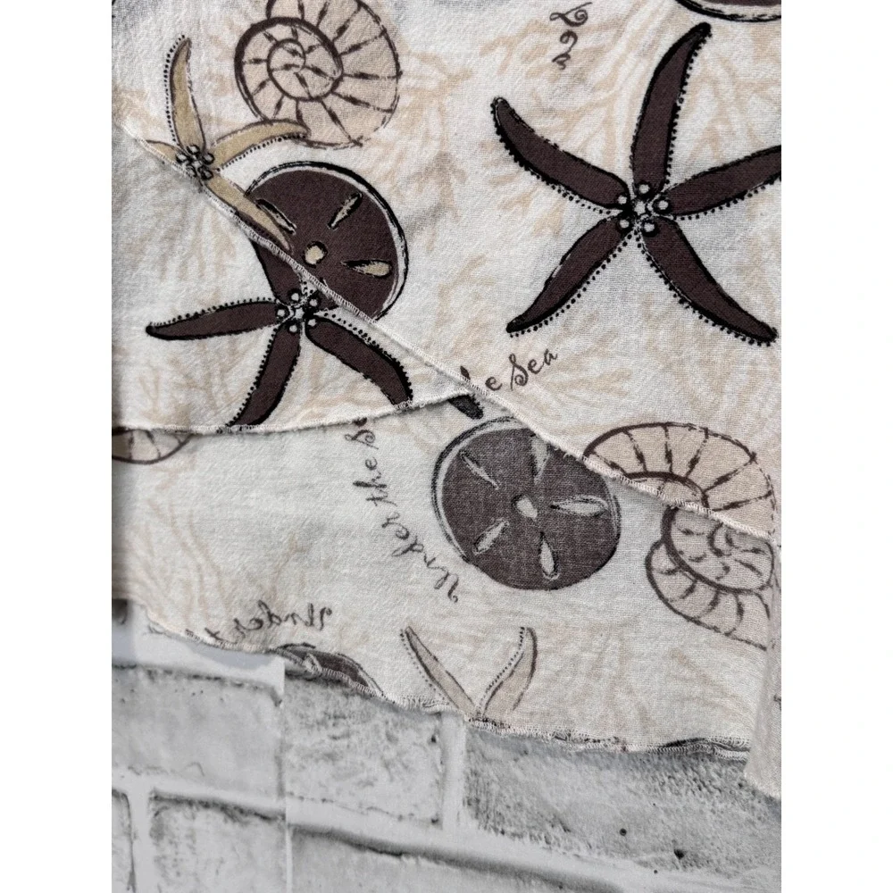 Lulu-B Under the Sea Print‎ Cotton Sleeveless Top Brown Tan Starfish Medium - Picture 3 of 10